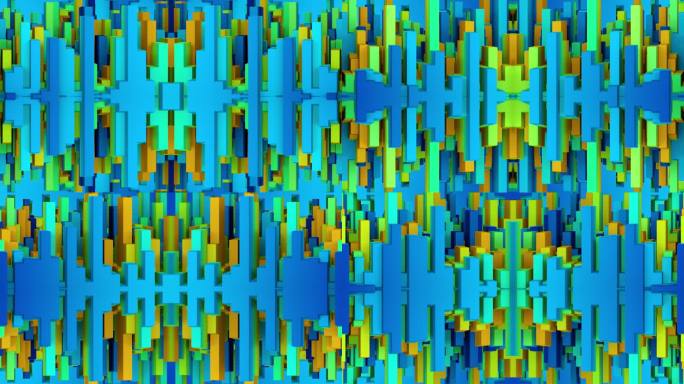 【4K时尚背景】多彩青春凹凸方柱立体几何