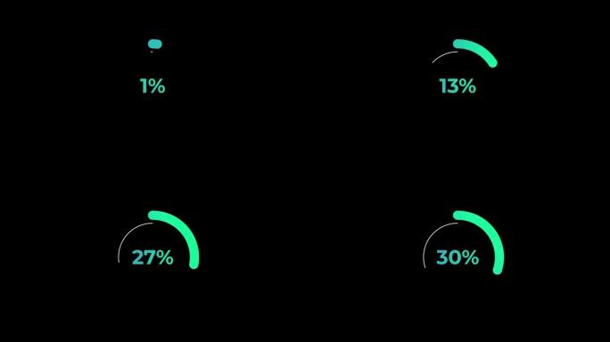 循环百分比加载转移下载动画0-30% 在绿色科学效果。