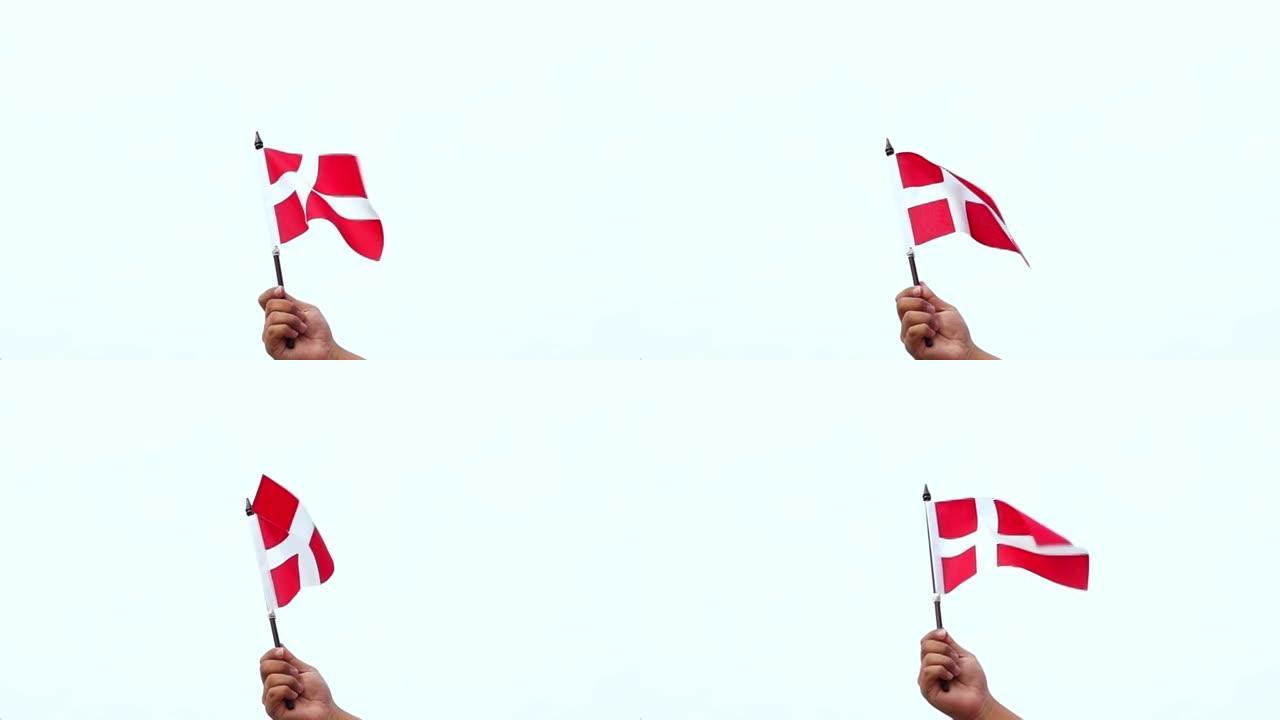 户外手持丹麦国旗