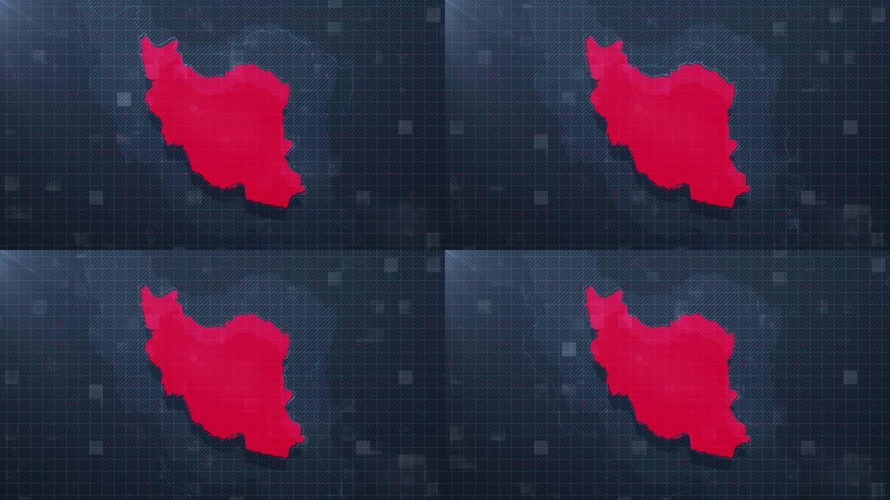 伊朗地图4K蓝色动画背景