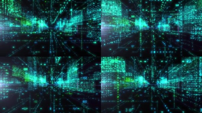 无缝循环抽象全息图3D智慧城市
