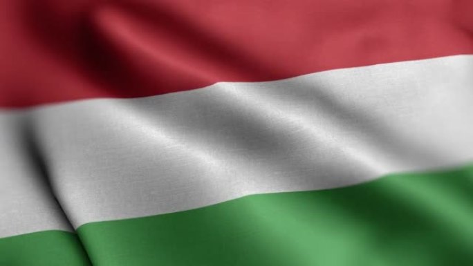 匈牙利国旗-匈牙利国旗高细节-国旗匈牙利波浪图案可循环元素-高分辨率和高细节织物纹理和无尽循环股票视