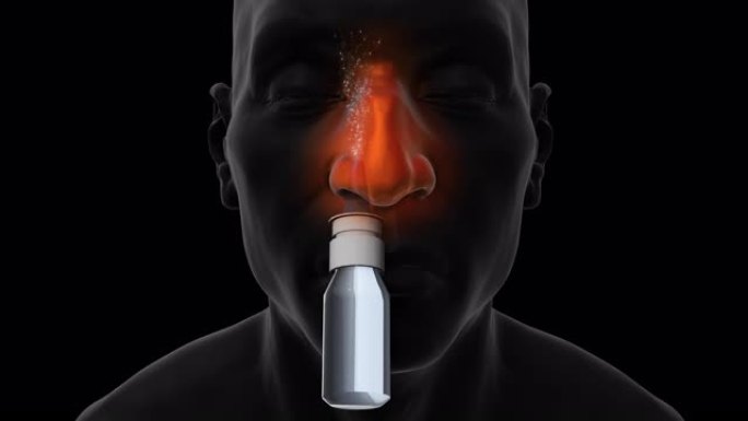 减充血剂鼻喷雾剂-男性前视图-黑色背景
