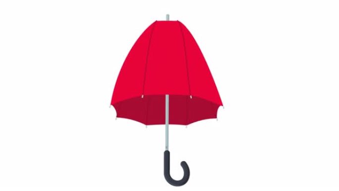 雨伞。红色雨伞的动画。卡通