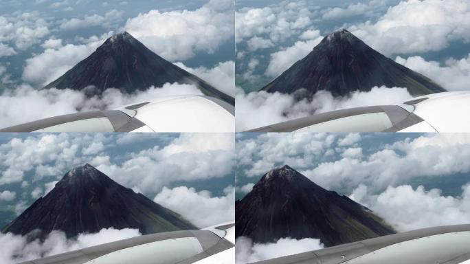 从飞机窗口看到的马永火山鸟瞰图，黎牙实比市，阿尔拜，菲律宾