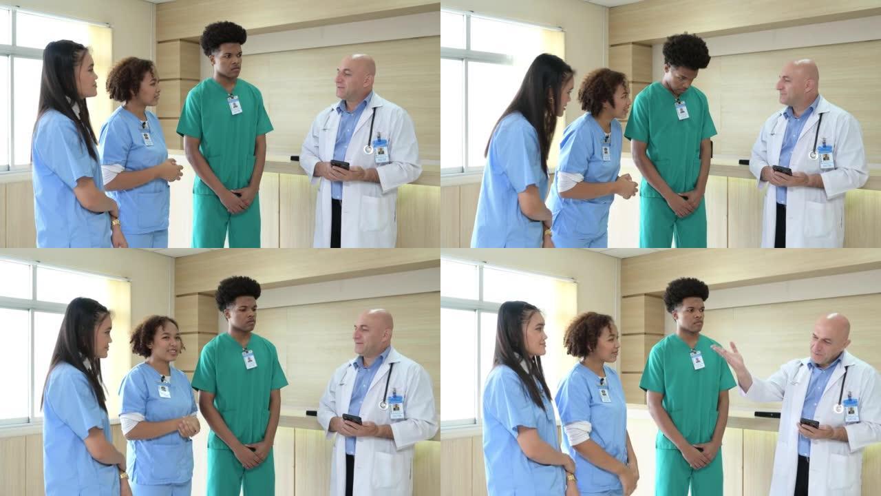 一位医学教授向在国际医学医院实习的医学生提供有关患者检查的建议。