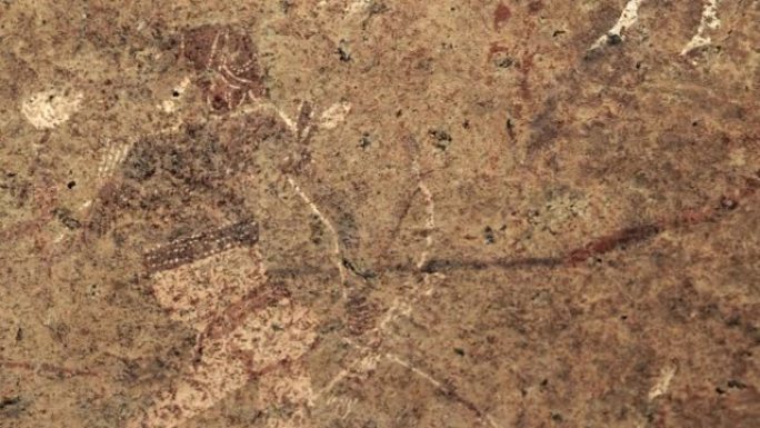 史前岩画的特写镜头，被称为布兰德伯格的白夫人，可以追溯到至少2000年前，位于非洲纳米比亚达马拉兰的