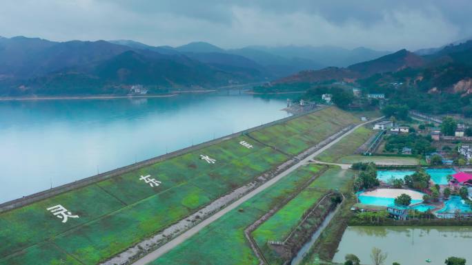 灵山县 水库 航拍 灵东水库 风景