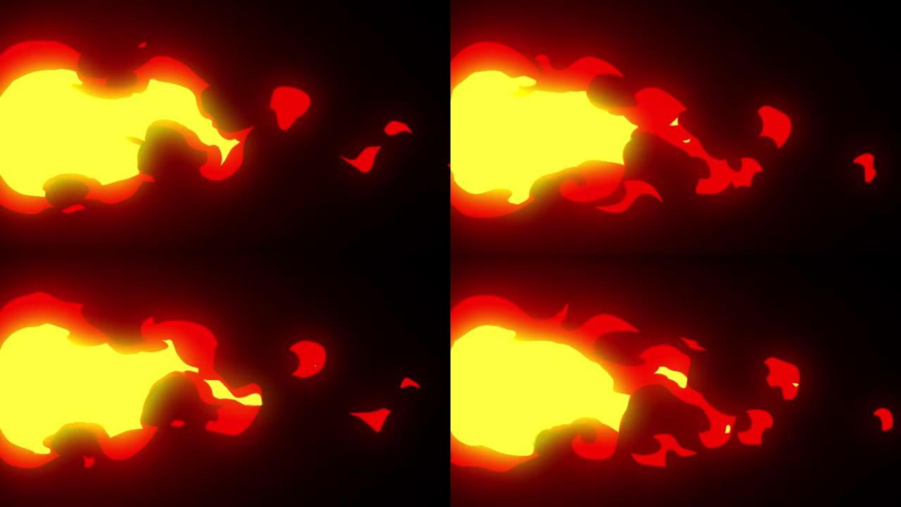 黑色背景高清镜头左侧的火灾动画