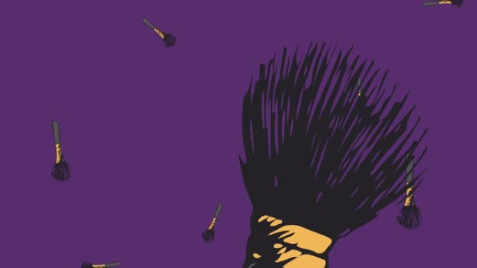 画笔图标落在紫色背景上的动画
