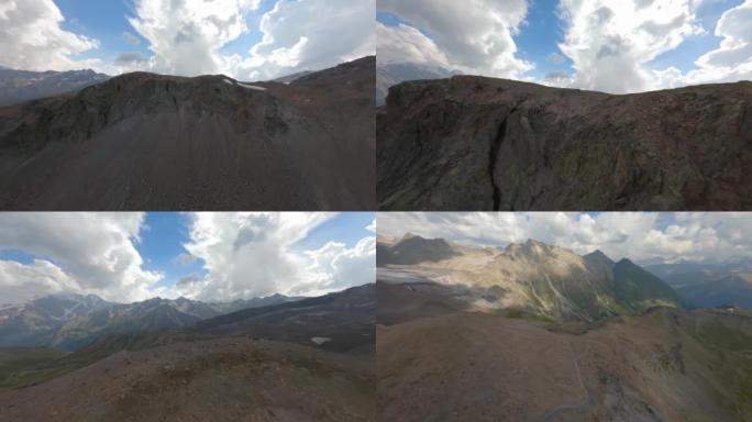 高海拔冰川山顶岩石开裂地质纹理自然景观的鸟瞰图