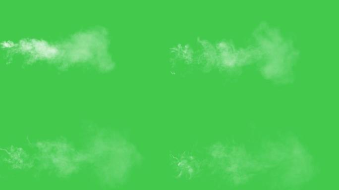 视频逼真的干烟云雾绿色屏幕背景。