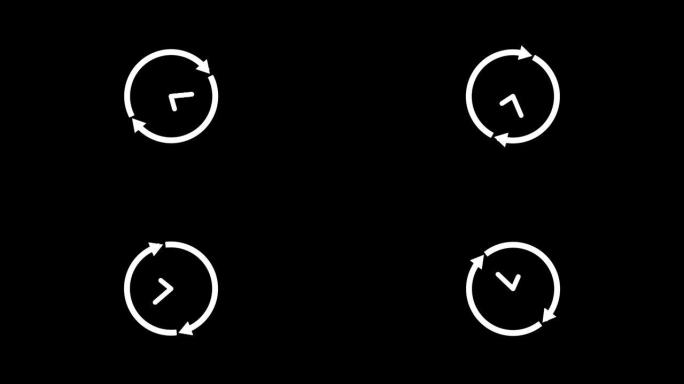 圆形箭头和时钟图标动画。