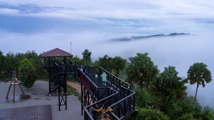 延时视频4k，美丽的早晨风景在泰国Spngkhla省Natawee市的Kuanlon Hill上摇摇