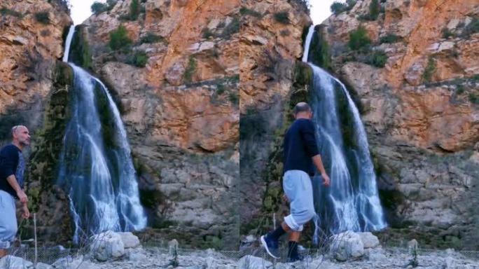 自然视频场景。西班牙巴伦西亚水量丰富的瀑布