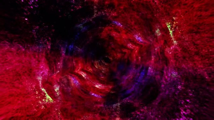 抽象运动图形循环红色紫色垃圾迷幻扭曲隧道背景多色螺旋涡旋光。4k环图案彩色圆形条纹漩涡催眠旋转抽象