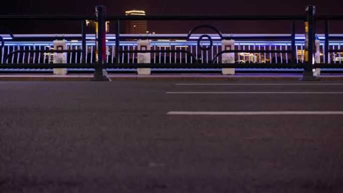 夜间照明三亚交通街大桥全景4k延时中国海南岛