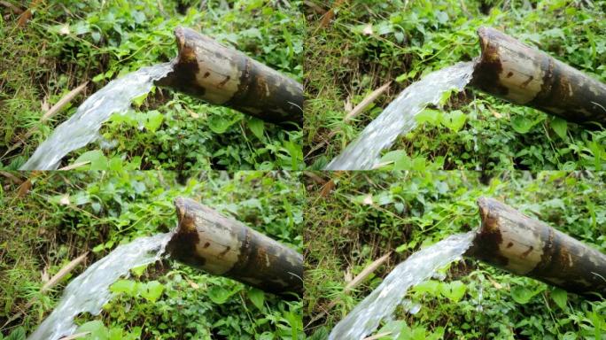 农村水泉穿过竹子的镜头。文件4