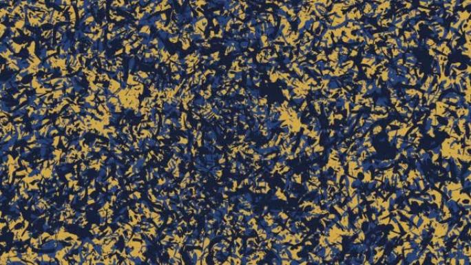 抽象流体涂料液体背景黄色和蓝色慢速移动图案插图