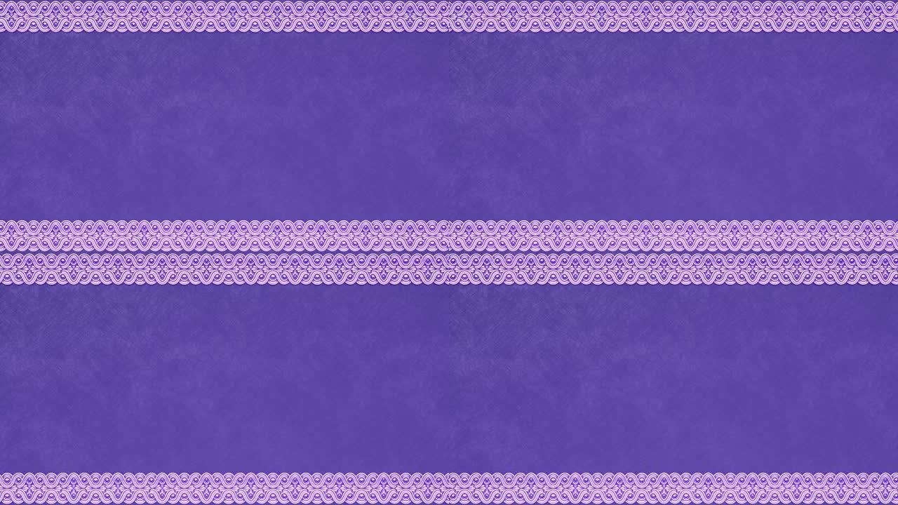 装饰花卉巴洛克民族边界，带复制空间，文艺复兴时期复古框架，带空模型的节日邀请函，蕾丝面料纺织几何紫色
