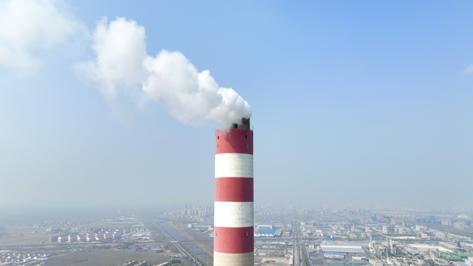 城市污染 环保 灰色天空 工厂冷凝塔