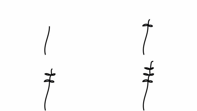 连续一张线条图。飞鸟标志。黑白花卉插图。标志、卡片、横幅、海报、传单的概念