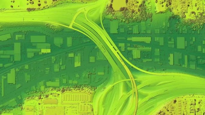 带有用于GIS的彩色地理空间数据的城市城市动画地图