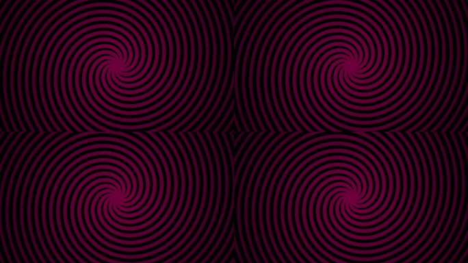红色和黑色涡旋围绕背景中心旋转。