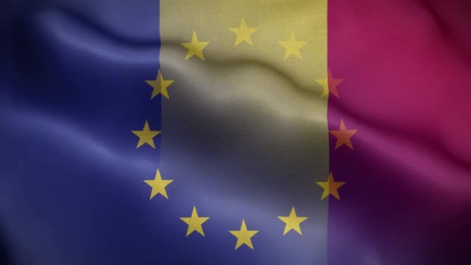 EU罗马尼亚国旗环背景4K