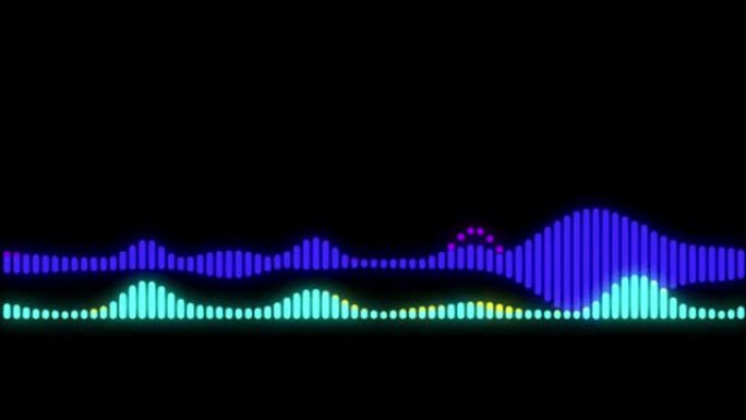 黑色背景上的动画蓝色nois波。