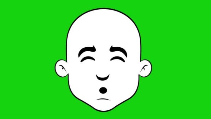 卡通秃头男子睡觉的脸的循环动画，用黑白绘制
