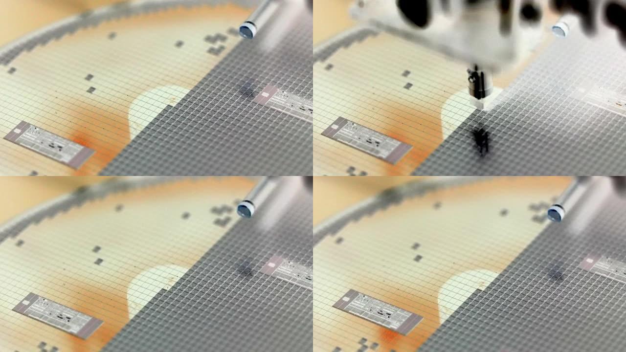在半导体制造中的芯片贴片机中拾取硅晶片中的硅芯片