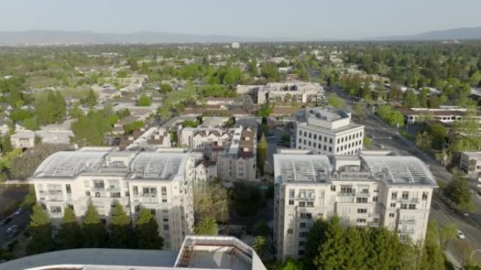 加州山景城的鸟瞰图。