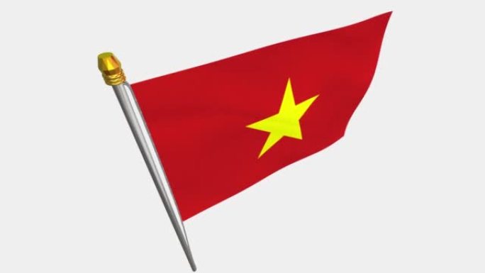越南国旗在风中飘扬的循环视频，4k的慢动作视频，带Alpha通道