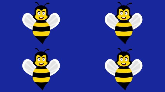 卡通蜜蜂拍打翅膀闪烁的循环动画