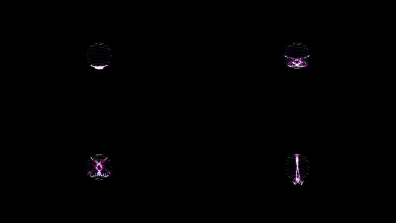 抽象技术紫色球体背景由动画线和点、粒子制成。