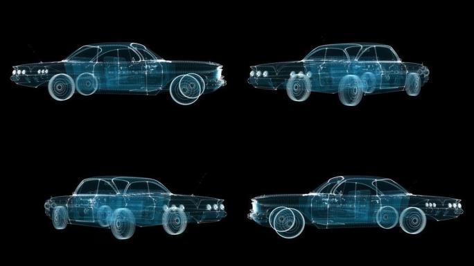 粒子智能肌肉车的3d全息图