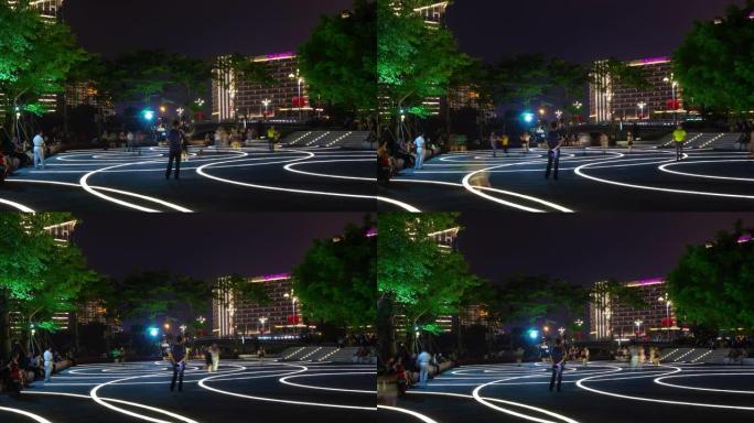 夜间照明三亚公园舞蹈场全景4k海南岛中国