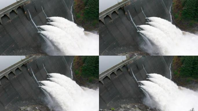 抽水通过水力发电站大坝慢动作