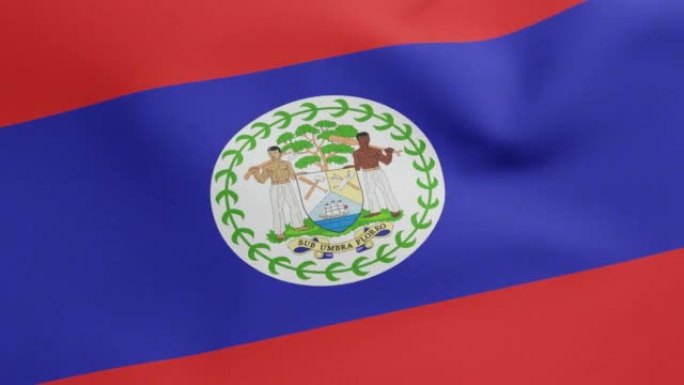 伯利兹国旗挥舞原始大小和颜色3D渲染，伯利兹的独立日是1981年9月21日，伯利兹的国旗纺织品和纹章