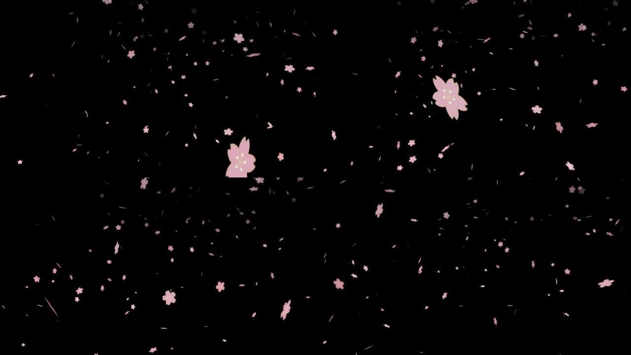 这是一个背景动画，樱花在暴风雪中飞舞。