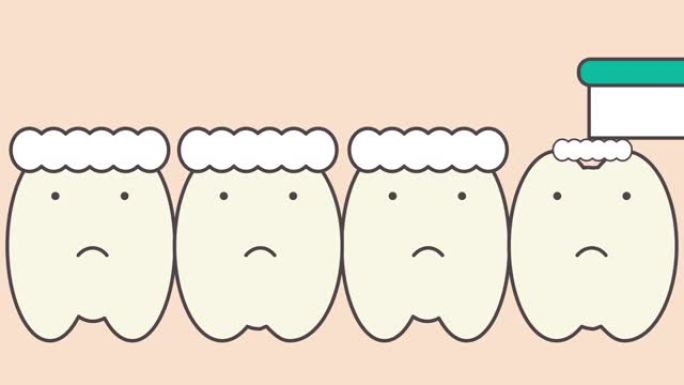 牙齿角色的刷牙动画
