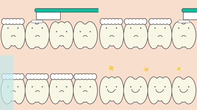 牙齿角色的刷牙动画