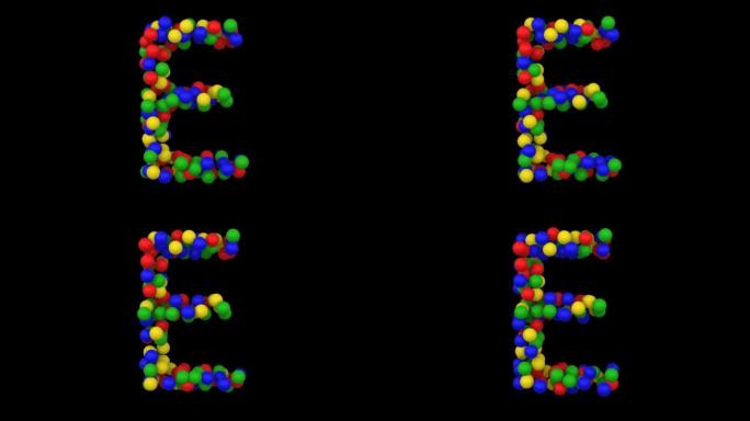 玩具球动画主题字体字母E
