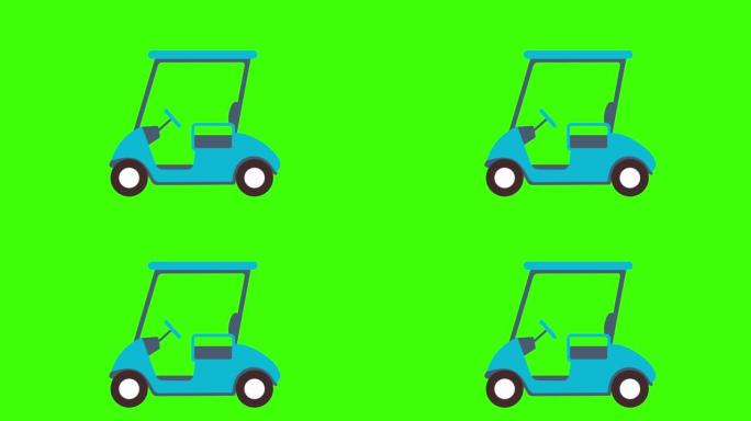 绿屏上的高尔夫球车图标动画