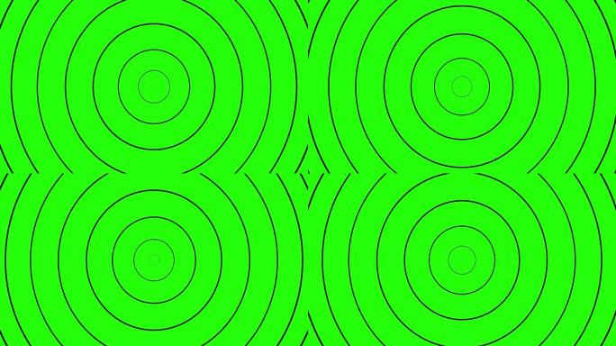 扩展线性圆。动画椭圆。循环运动和增加。无缝循环。背景动画。绿屏。4K