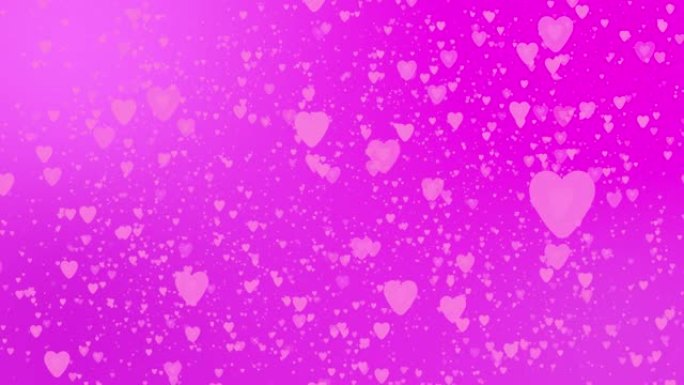 情人节粉红动画心问候爱心。bokeh的节日，火花，情人节的心，情人节，结婚周年无缝循环背景