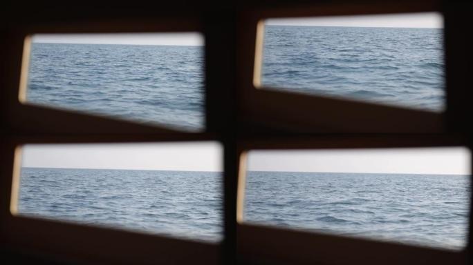 海浪穿过船的窗户海平面天际线出行方式透过