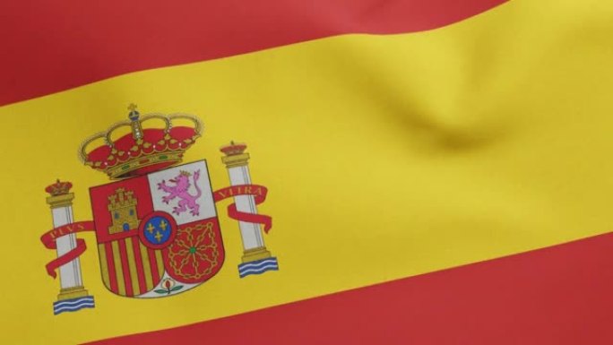 西班牙国旗挥舞原始大小和颜色3D渲染，西班牙国旗或西班牙班德拉。西班牙王国的la Rojiguald