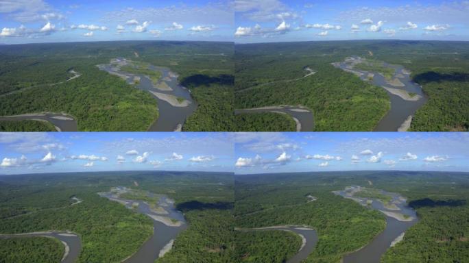 Pastaza河上的鸟瞰图: 厄瓜多尔亚马逊最大的河流